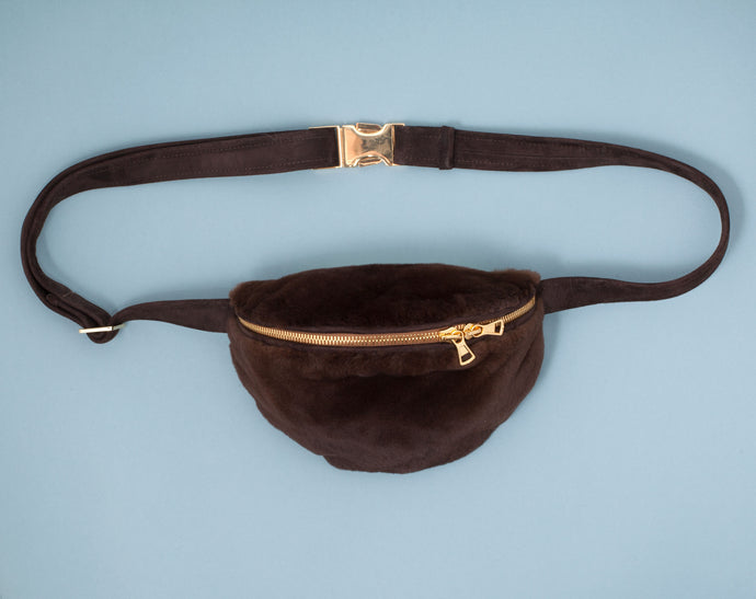 DARK BROWN PLUGGED MINK BUMBAG