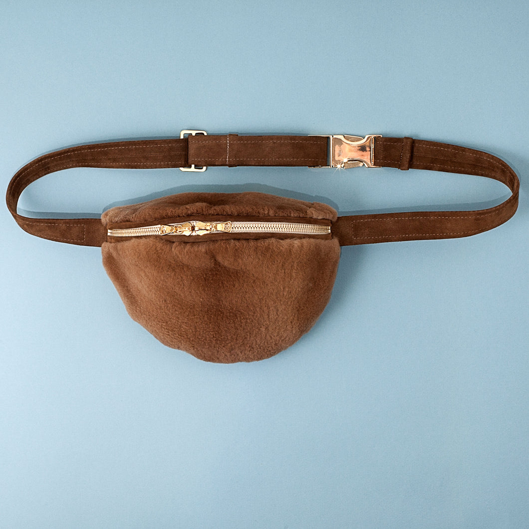 BROWN MINK BUMBAG